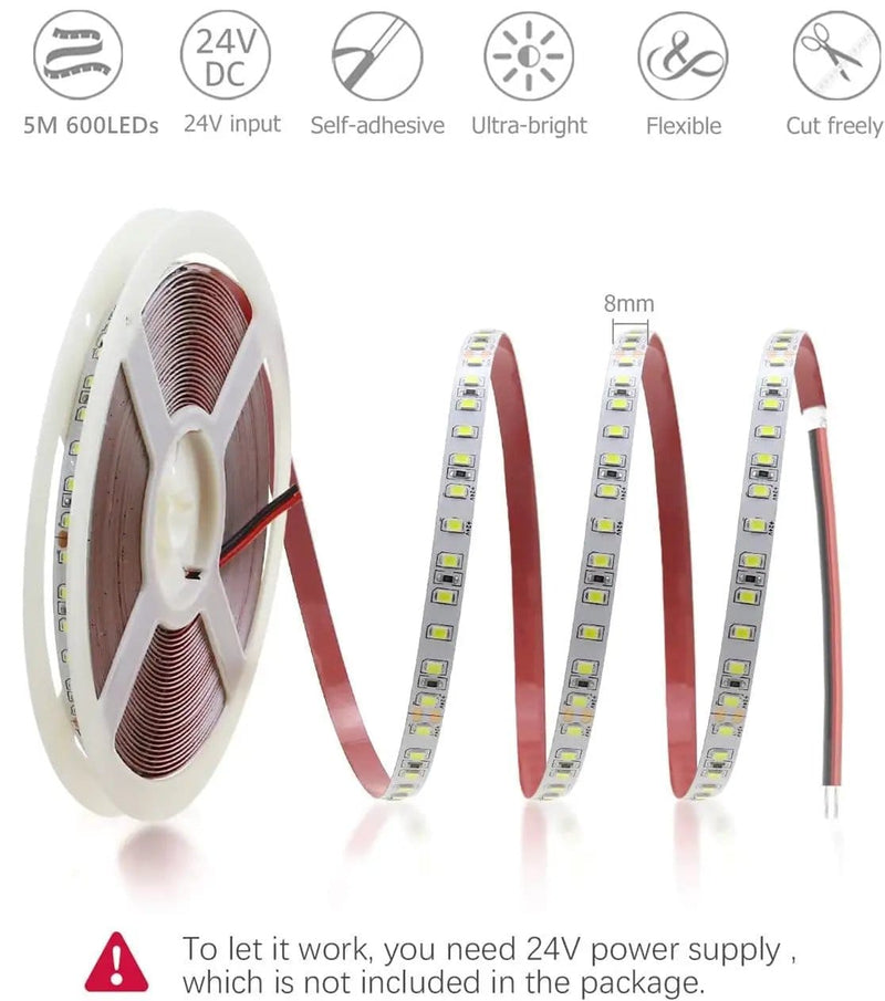 salelink.co.nz Unbranded 2835 24V 5M LED Strip Light Cool White 120LED/M 2835 24V LED Strip Light Cool White 5M 600 LEDs