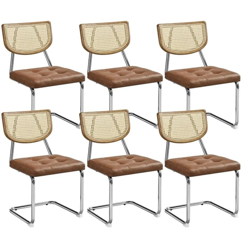 6PCS Mid-Century Modern Dining Chairs with Mesh Rattan Back – view 1