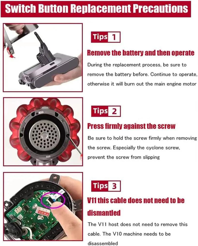 Strong Trigger Power Switch Button Accessories fits Dyson V11 V10 – view 6