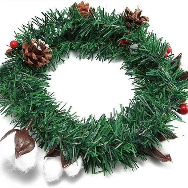 5M Artificial Christmas Wreath Green String Lights Cotton Pine Cones – view 2