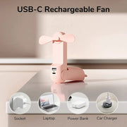 Handheld Mini Fan Portable USB Pocket Fan with Power Bank, Flashlight – view 7