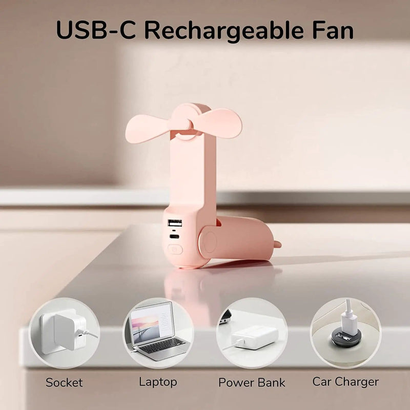 Handheld Mini Fan Portable USB Pocket Fan with Power Bank, Flashlight – view 7