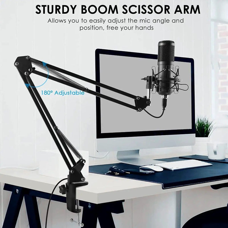 Professional PC Podcast Streaming Cardioid Condenser Microphone Kit with Boom Ar – view 1