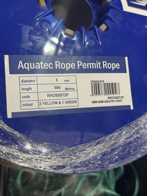 Aquatec Ropes 8MM x 500M Yellow Green Fleck Permit rope – view 2