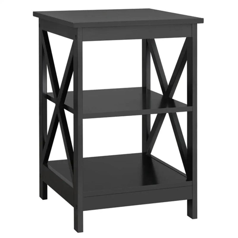 3 Tier Wood X Shape Bedside End Table Storage Cabinet Night Stand – view 1