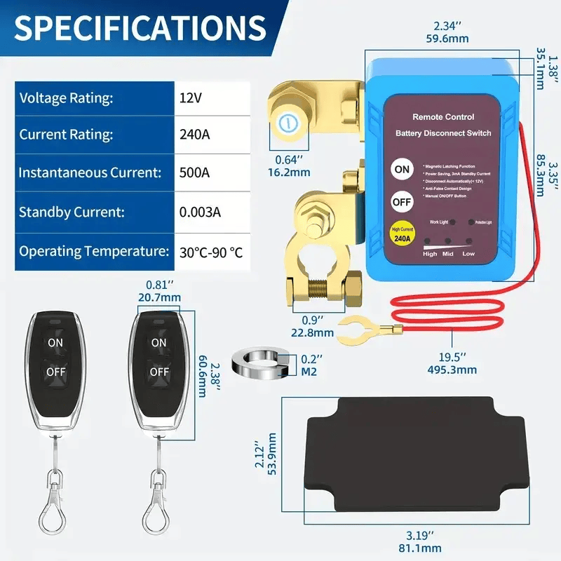 Wireless Remote 240A Car Battery Disconnect Relay Master Cut-off Switch Isolator – view 2