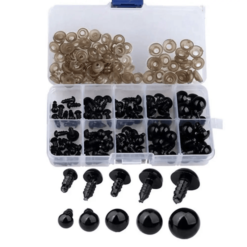 salelink.co.nz Unbranded 100Pcs Plastic Toy Screw Eyes Kit for Doll 100 Piece Plastic Screw Eyes Kit For Dolls And Bears