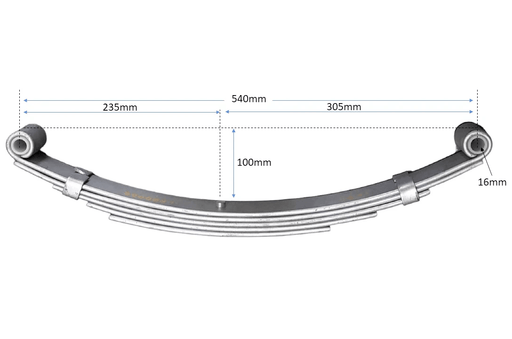 Trojan 5-Leaf Double Eye Leaf Spring 540mm For Boat And Utility Trailers Heavy-Duty Load Support – view 1