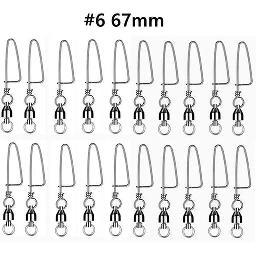 #6 20PCS Ball Bearing Fishing Swivels Snap Coastlock Fishing Line Connector – view 2