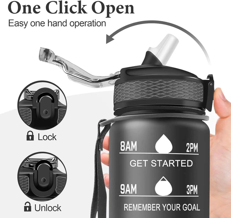salelink.co.nz Unbranded 1L Sports Water Bottle 1L BPA Free Water Bottle With Time Marker