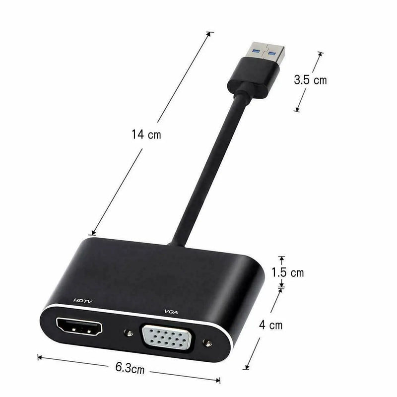 salelink.co.nz Unbranded USB 3.0 to HDMI VGA 1080P Adapter USB 3.0 To HDMI And VGA Adapter Full HD 1080p
