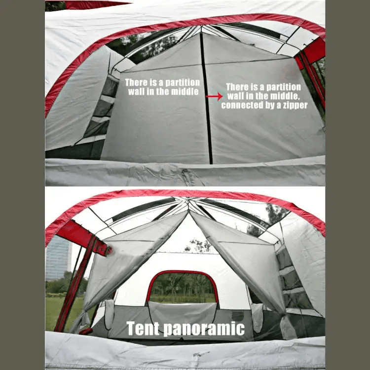 Camping Tent 420x305x210cm - Red/Grey/White – view 3