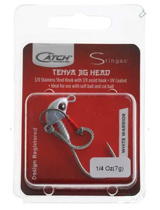 Catch Jig Catch Jig Head w/ Assist Hook White Warrior 1/4oz Catch Jig Head With Assist Hook White Warrior Quarter Ounce
