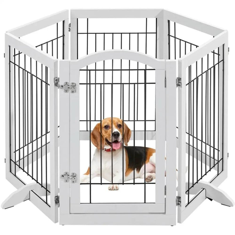 Yaheetech 6-Panel Pet Puppy Safety Fence with 3 Support Feet 6-Panel Pet Puppy Safety Fence with 3 Support Feet