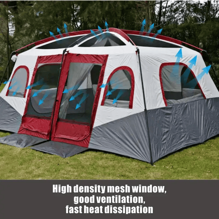 Camping Tent 420x305x210cm - Red/Grey/White – view 4