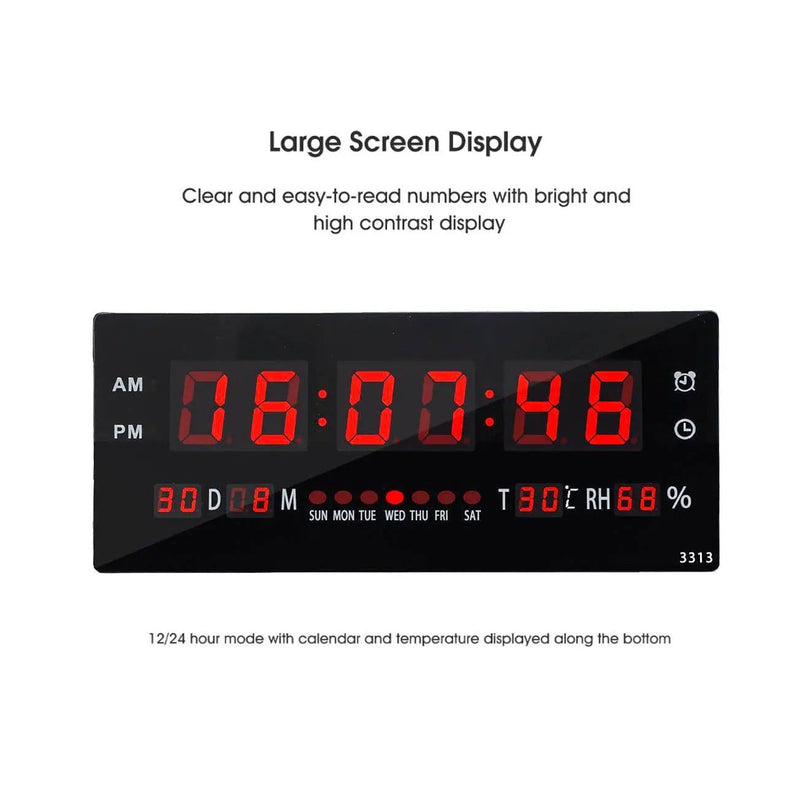 36CM Large LED Wall Desk Clock With Calendar Temperature – view 3