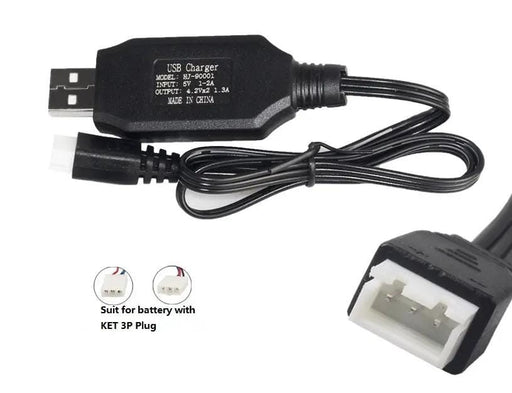 7.4V USB 3 pins Lithium Batteries Charging Cable for Car Drone or Helicopter – view 1