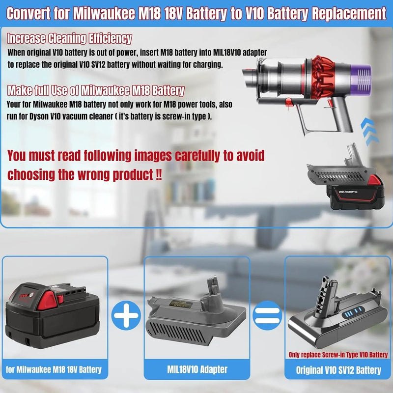 Milwaukee M18 18V Battery Adapter Converter To Dyson V10 Battery – view 4