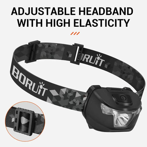 BORUiT BR01 White & Red LED Mini Headlamp 240LM 4-Mode Headlight Waterproof Camping Fishig Torch Powered By AAA – view 2