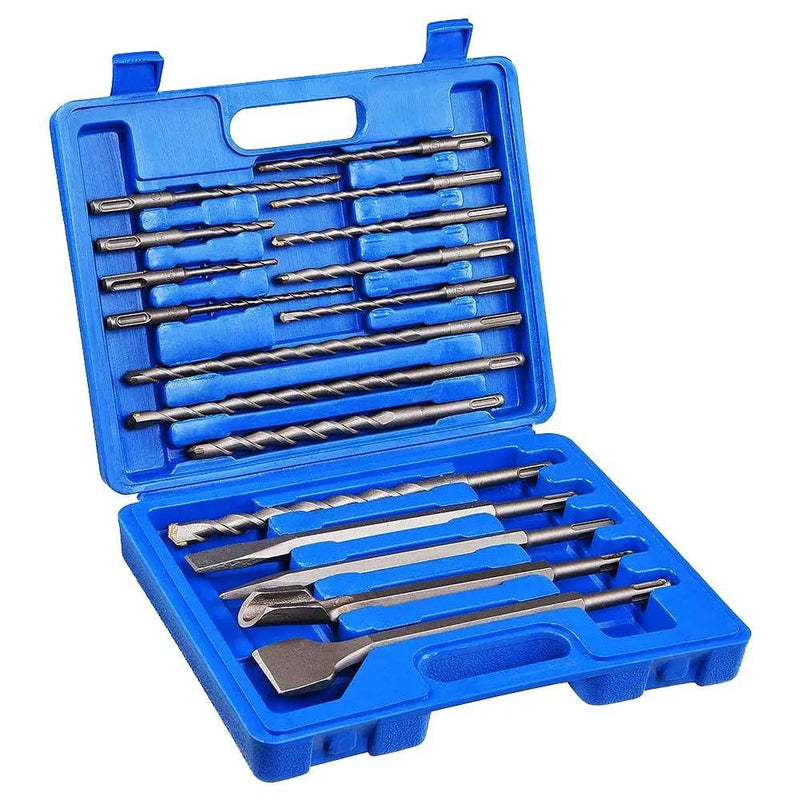 Rotary Hammer Drill Bits Set & Chisels Concrete Masonry Hole Tool 17pcs – view 1