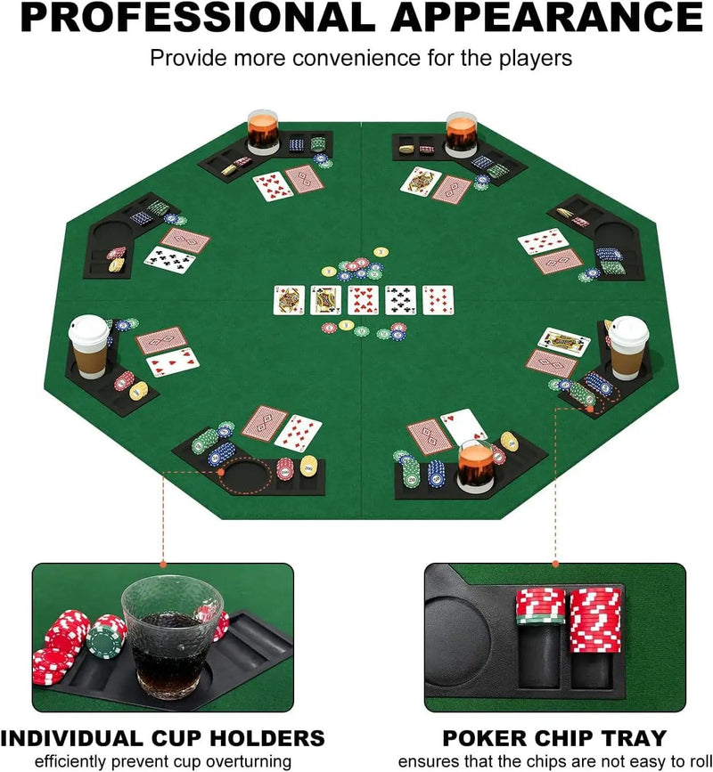 48 Inch Foldable Poker Table Top for 8 Players Chips Tray & Cup Holders Texas – view 5