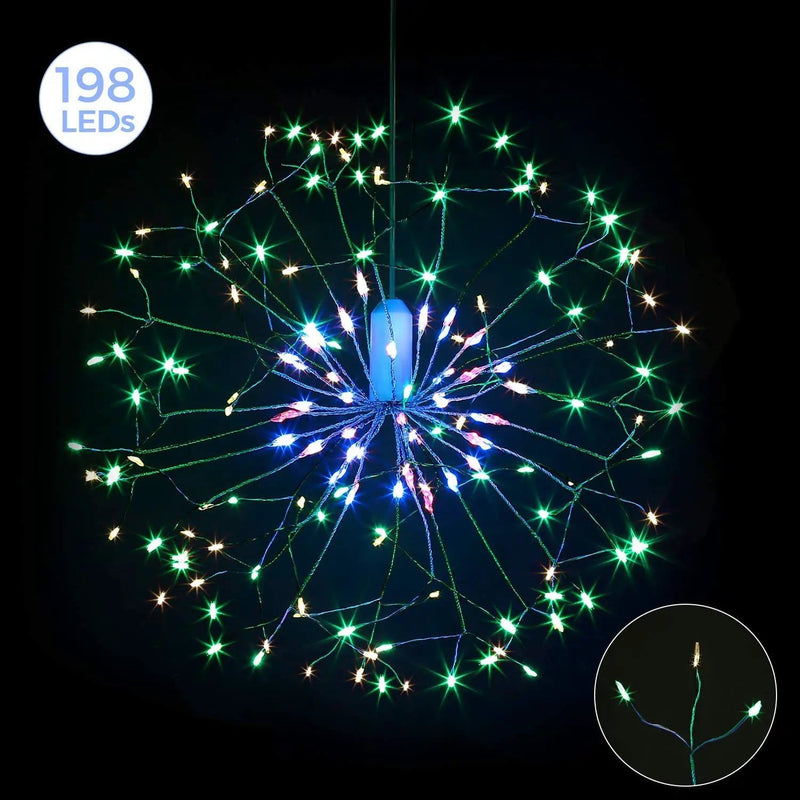 198 LED Hanging Starburst Firework Fairy String Light Lamp Party Xmas Decro – view 6