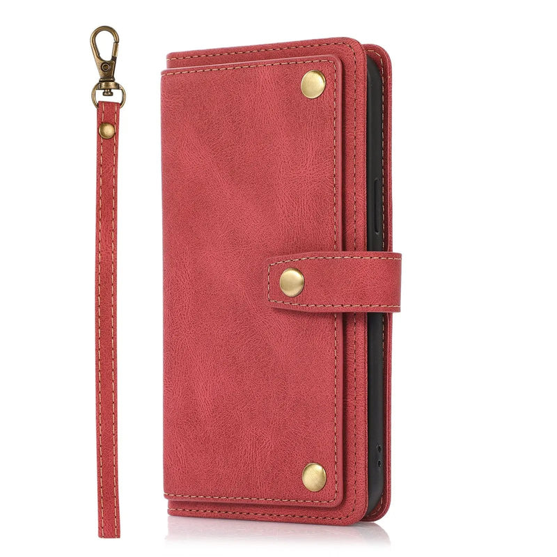 salelink.co.nz Unbranded iPhone 13 Pro Case Red PU Leather Flip Wallet Case For iPhone 13 Pro