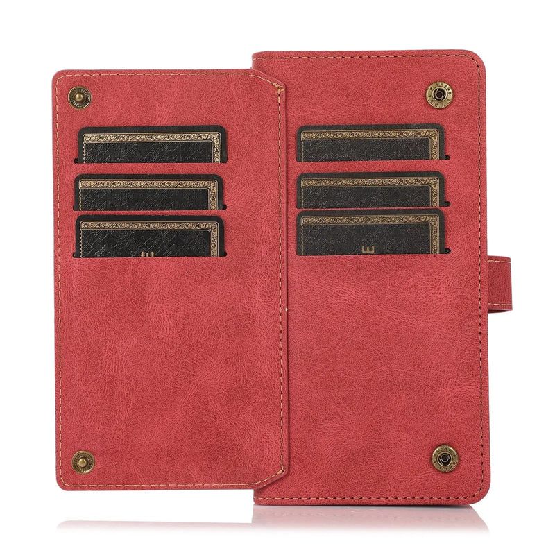 salelink.co.nz Unbranded iPhone 13 Pro Case Red PU Leather Flip Wallet Case For iPhone 13 Pro