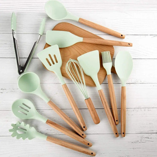 Mini Kids 12Pcs Silicone Utensils Cooking Kitchen Set Cookware BPA Free – view 2