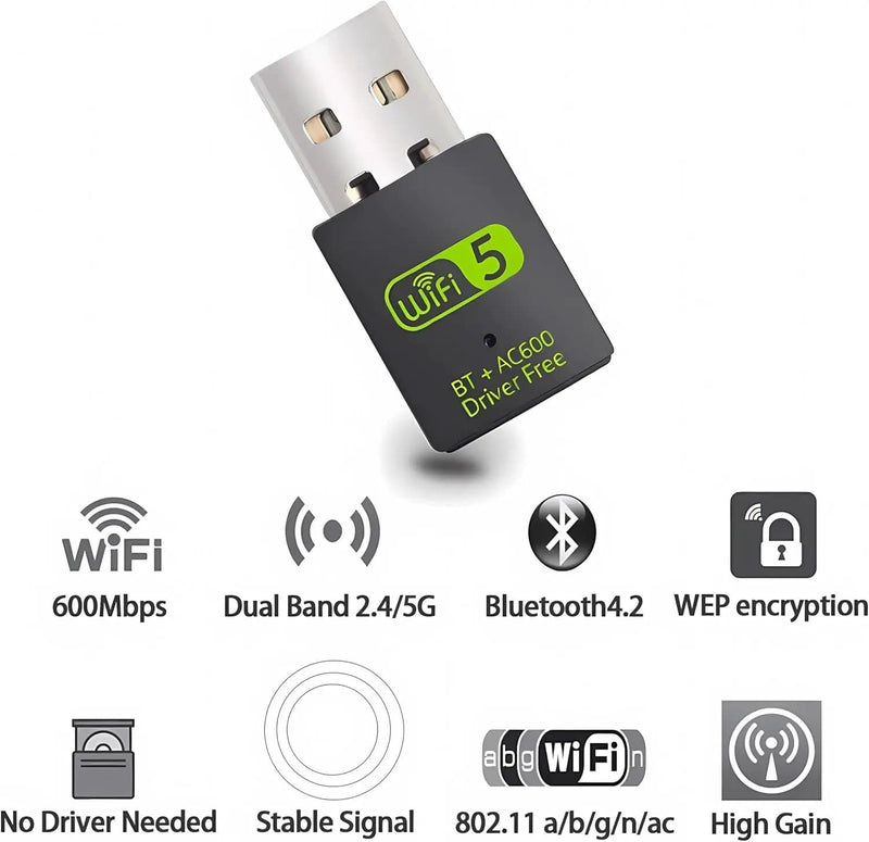 salelink.co.nz Unbranded 2 in 1 USB Bluetooth 5.0 WiFi Dongle Receiver Adapter 2 In 1 USB Bluetooth 5.0 WiFi Dongle AC600