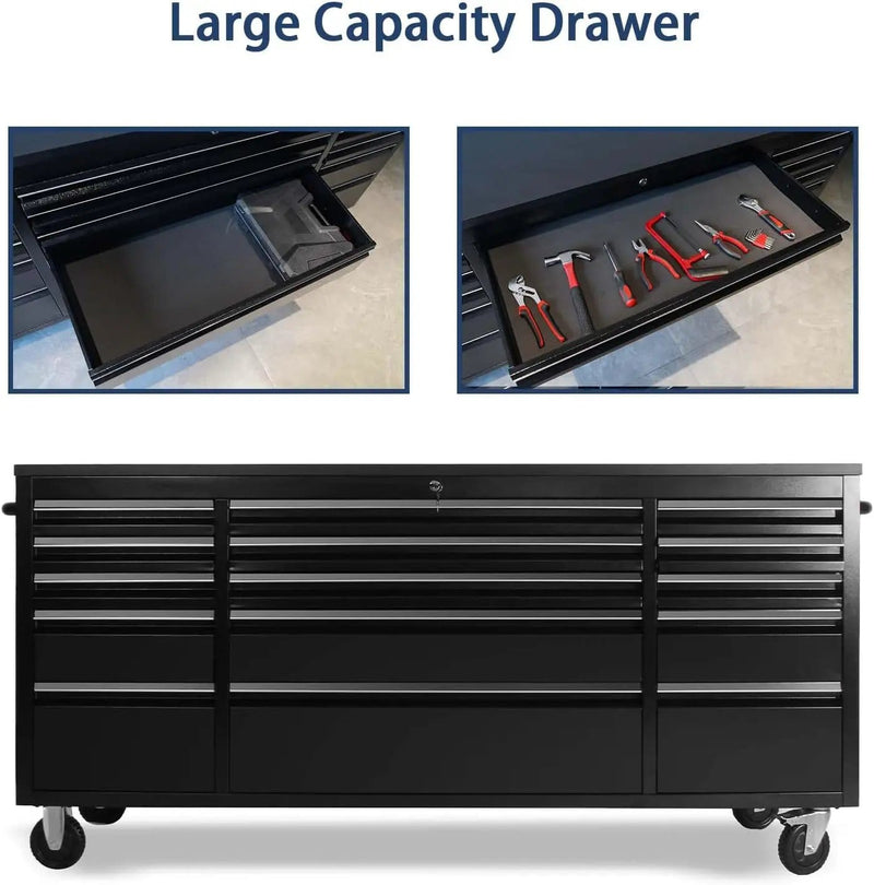Kiwi Grab Kiwi Grab 72 Inch 15 Drawers black Tool Chest workbench 72 Inch 15 Drawers black Tool Chest workbench