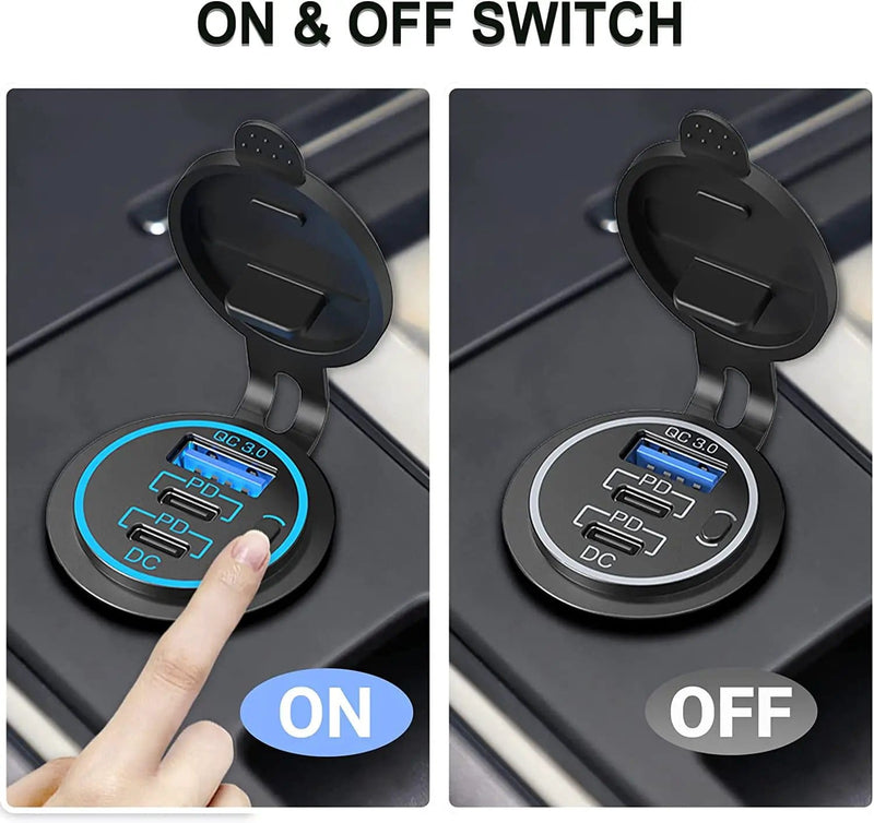 12V USB Outlet Type C Car Charger Socket Fast Charging – view 4