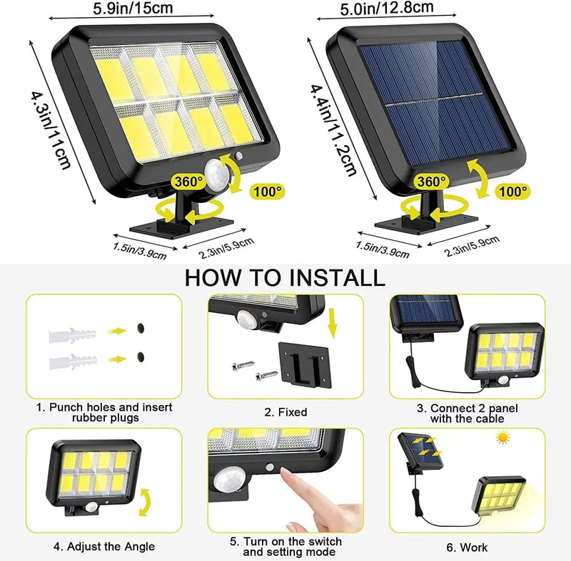 Solar Light Motion Sensor Security Led Flood Light Outdoor Garden Light – view 3