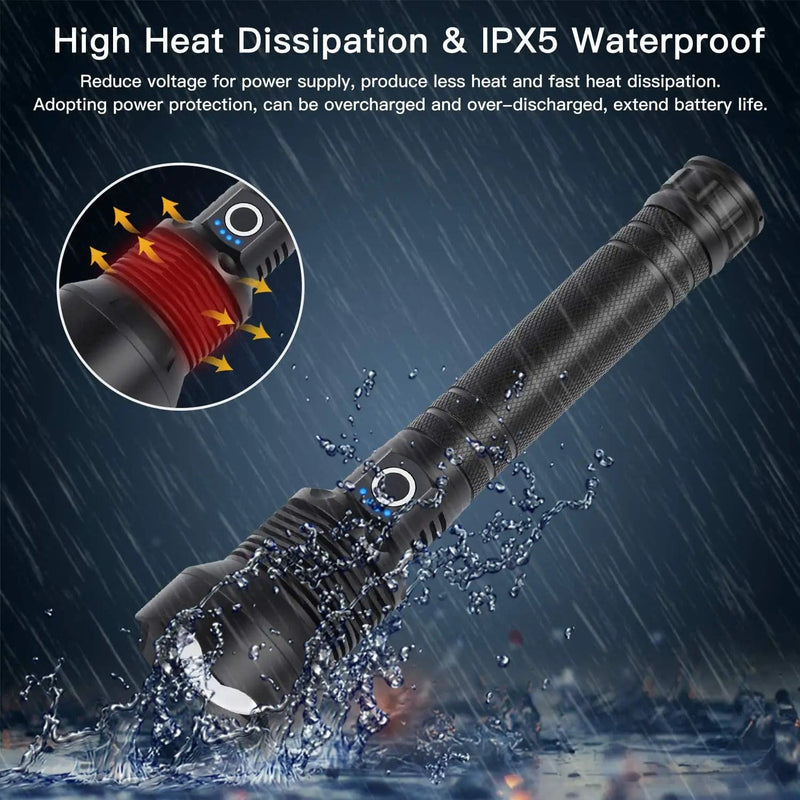 LED Torch Rechargeable High Lumens Flashlight with two 26650 Batteries – view 9