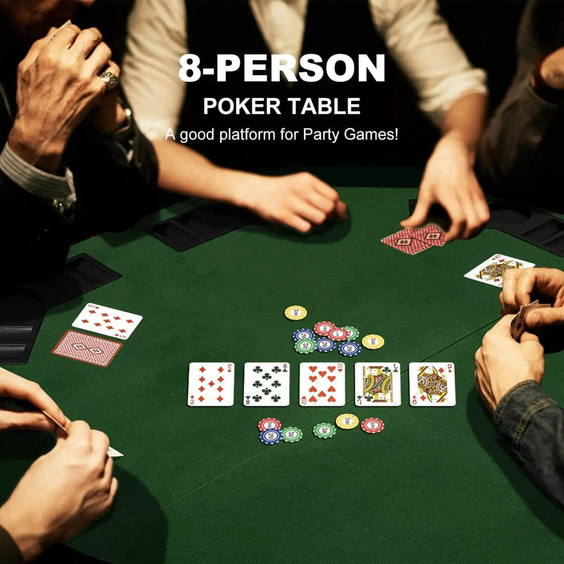 48 Inch Foldable Poker Table Top for 8 Players Chips Tray & Cup Holders Texas – view 2