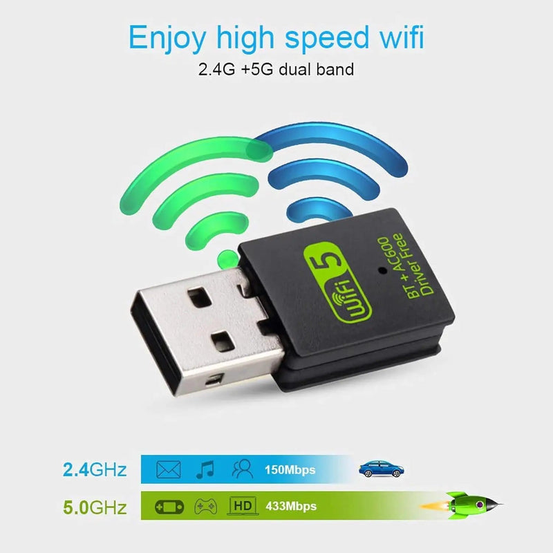 salelink.co.nz Unbranded 2 in 1 USB Bluetooth 5.0 WiFi Dongle Receiver Adapter 2 In 1 USB Bluetooth 5.0 WiFi Dongle AC600