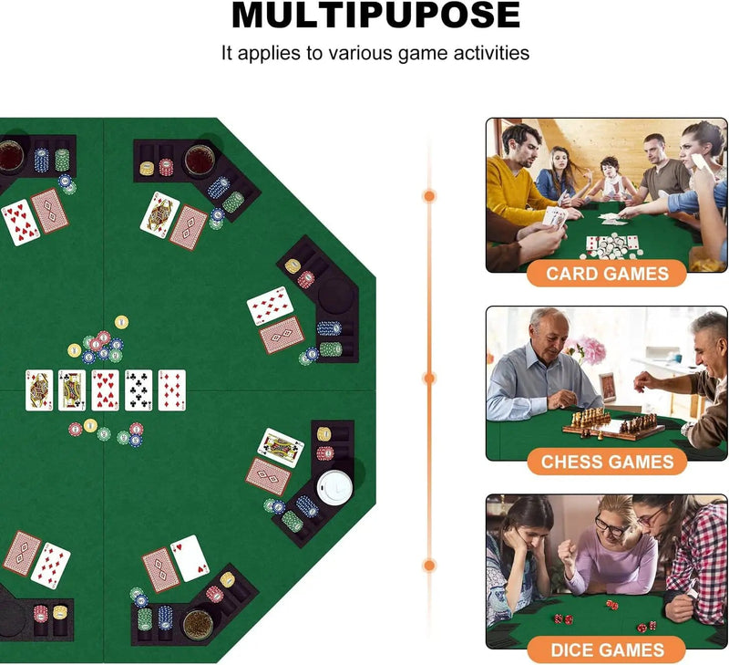48 Inch Foldable Poker Table Top for 8 Players Chips Tray & Cup Holders Texas – view 3