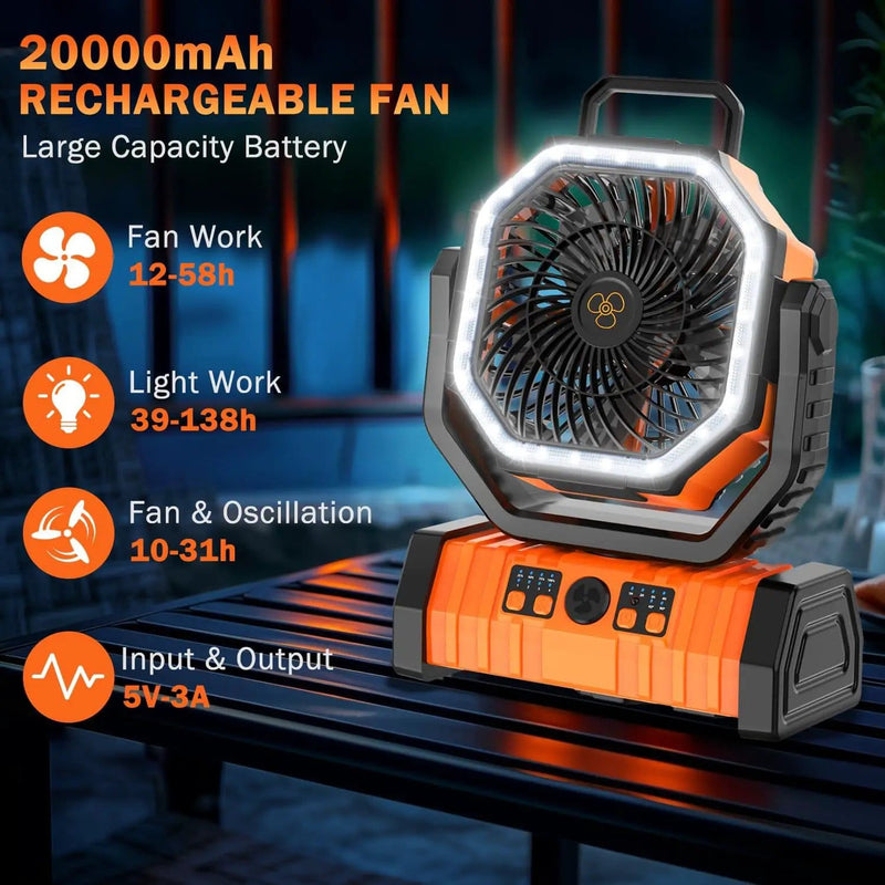 salelink.co.nz Unbranded Camping Fan with LED Lantern Camping Fan with LED Lantern | Action Outdoors NZ