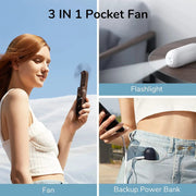 Handheld Mini Fan Portable USB Pocket Fan with Power Bank, Flashlight – view 2