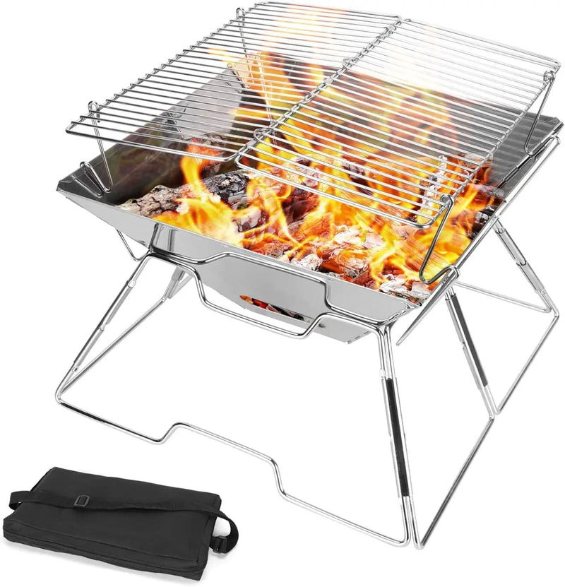 Folding BBQ Campfire Grill Barbeque Portable Camping Grill – view 1