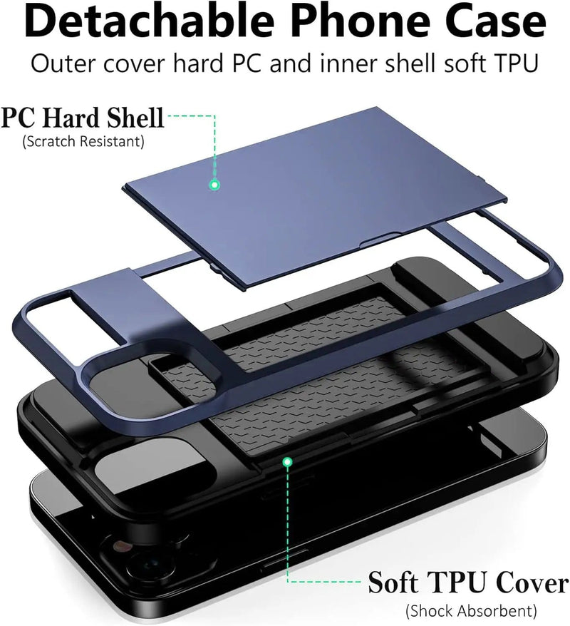 salelink.co.nz Unbranded iPhone 15 Plus Case iPhone 15 Plus Case - Card Holder Drop Protection Screen Protector ...
