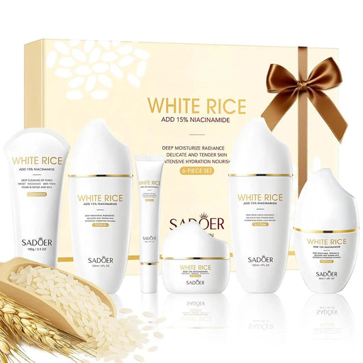 Poppy Gifts Skin Care SADOER Rice Niacinamide Skincare Set - 6 Piece Firming Skincare Kit SADOER Rice Niacinamide Skincare Set - 6 Piece Firming Skincare Kit