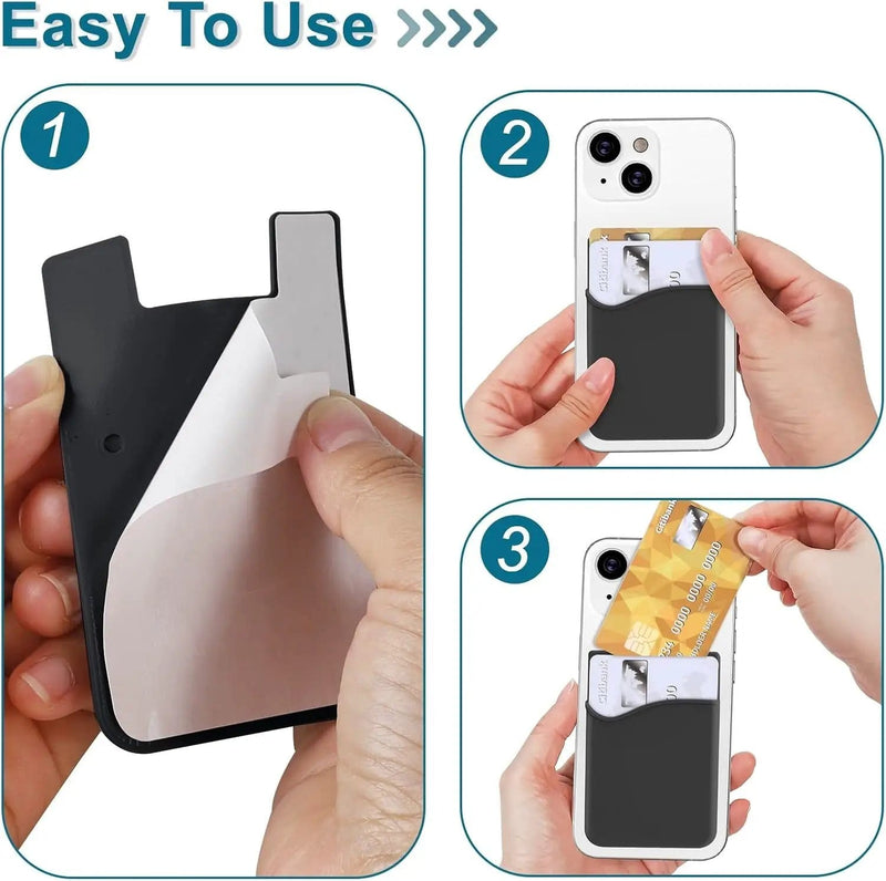 Black Silicone Credit Card Holder Pocket Case Sticker Phone – view 3
