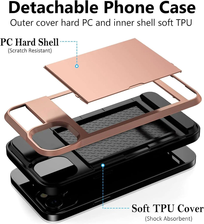 salelink.co.nz Unbranded iPhone 15 Plus Case iPhone 15 Plus Case - Card Holder Drop Protection Screen Protector ...