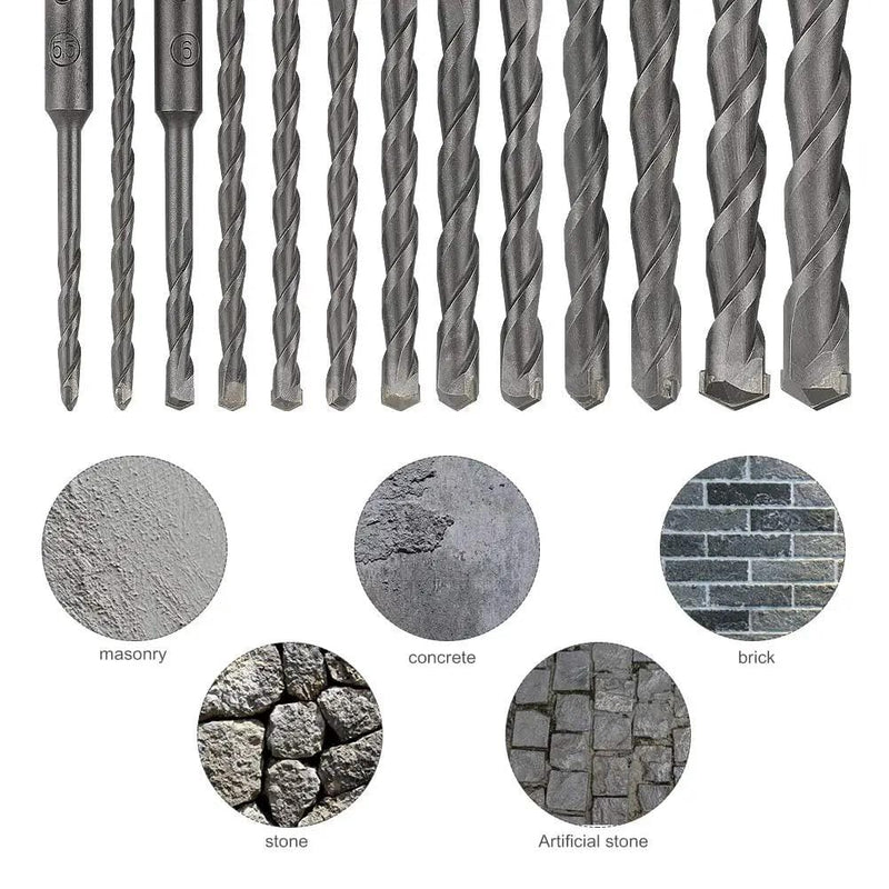 Rotary Hammer Drill Bits Set & Chisels Concrete Masonry Hole Tool 17pcs – view 8
