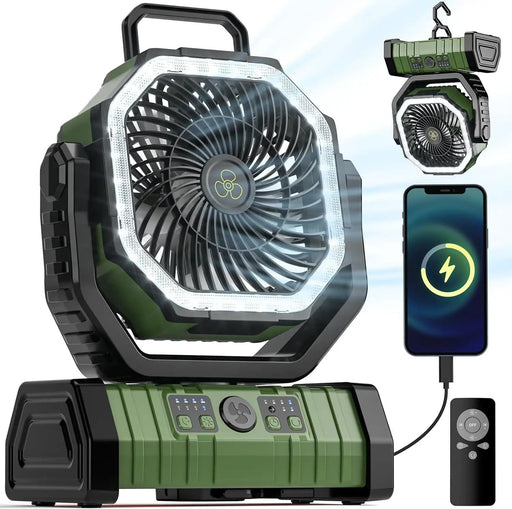 LED Camping Fan 20000mAh Rechargeable Power Bank Remote – view 1
