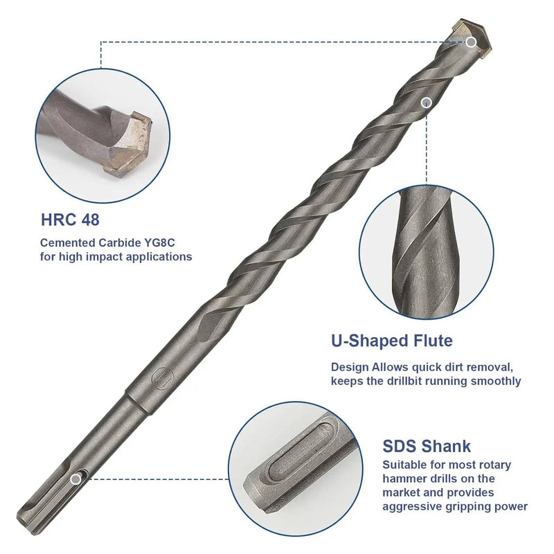 Rotary Hammer Drill Bits Set & Chisels Concrete Masonry Hole Tool 17pcs – view 9
