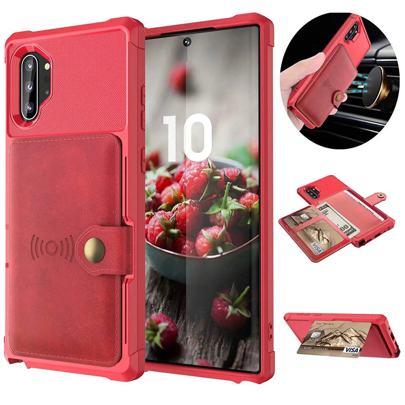 salelink.co.nz Unbranded Samsung Note 10 Case Samsung Galaxy Note 10 Leather Wallet Case 4 Cards