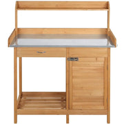 Outdoor Garden Potting Bench Table Work Bench Metal Tabletop – view 1