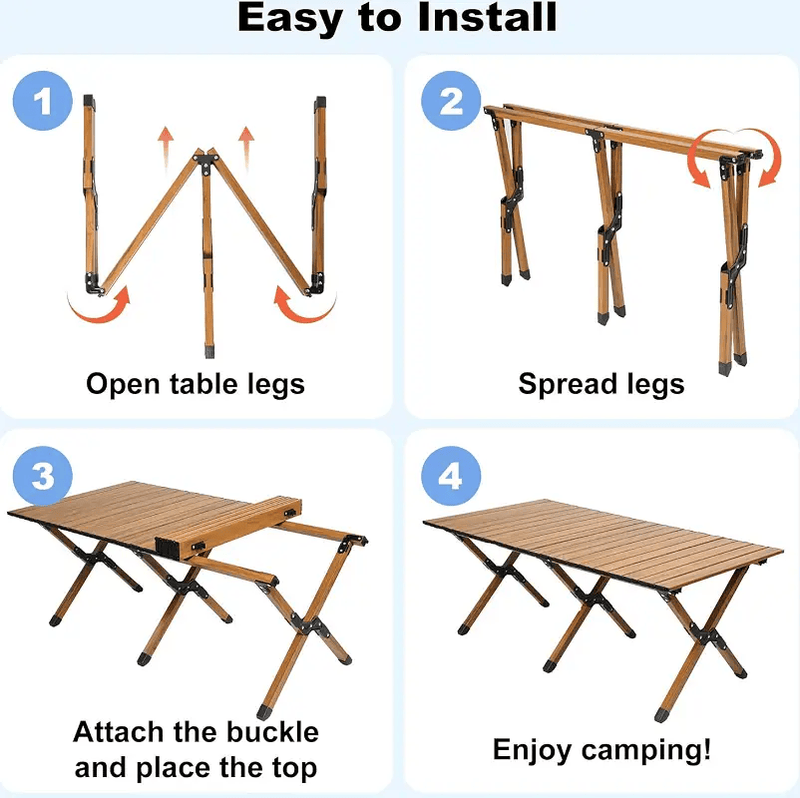 90CM Folding Dining Table Camping Picnic Egg Roll – view 3